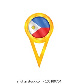 Gold pin with the national flag of Philippines