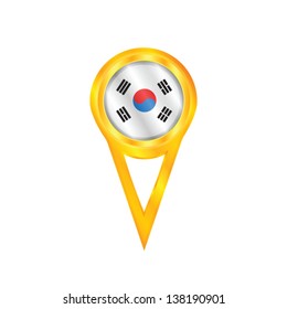 Gold pin with the national flag of South Korea