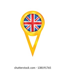 Gold pin with the national flag of United Kingdom