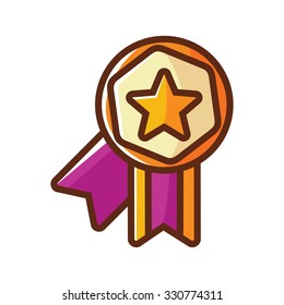 Gold Pin Vector Icon, Award Element