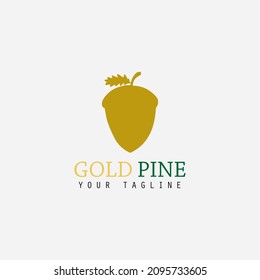 gold pine illustration logo design