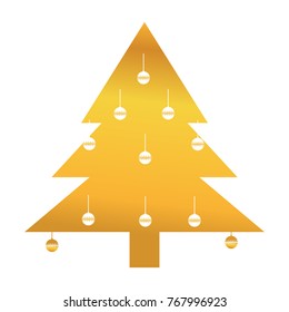 gold pine tree with christmas ball decoration