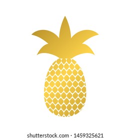 Gold pineapple icon isolated on white. Golden tropical fruit vector illustration.  Easy to edit template for logo design, poster, banner, invitation, wall art, flyer, t-short, mug, etc. 