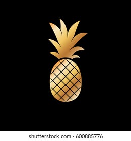 Gold pineapple vector illustration. Trendy design.  