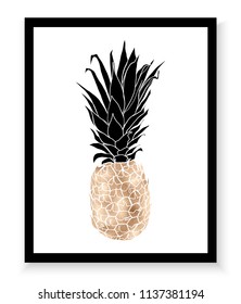 Gold pineapple wall art print.