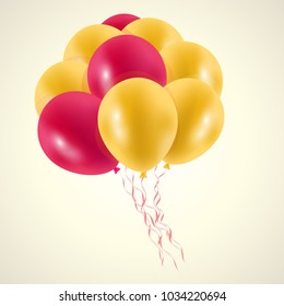gold pink ballons yellow  vector