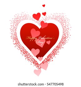 Gold and pink hearts on a white background.