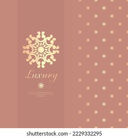 Gold and pink logo. Can be used for jewelry, beauty and fashion industry. Great for emblem, monogram, invitation, flyer, menu, brochure, background, or any desired idea.