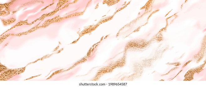 Gold pink marble design. White streaks with streaks. A beautiful combination of pink marble stripes and gold spots.