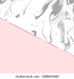Gold, pink and marble vector texture design template with geometric shapes, lines. Minimalist Marble Texture Vector Design