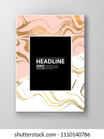 Gold and pink Marbling Texture design for poster, brochure, invitation, cover book, catalog. Marble style. Vector illustration