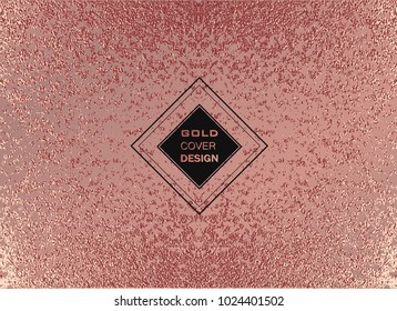 Gold Pink Metallic glossy texture. Abstract shiny Rose quartz pattern. Luxury sparkling background. Trendy template for holiday designs, party, birthday, wedding, invitation, Valentine s day