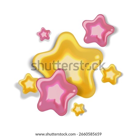 Gold and Pink Star Balloon Set for Girl Theme Party, Celebration, or Children UI Design
