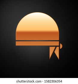 Gold Pirate bandana for head icon isolated on black background.  Vector Illustration
