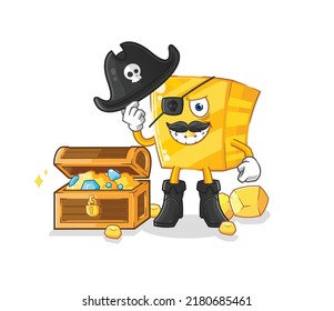 the gold pirate with treasure mascot. cartoon vector