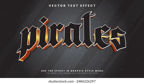 Gold Pirates editable text effect template with modern style