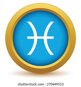 Gold Pisces icon on a white background. Vector illustration