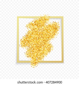 Gold placer glitters. Metal handful dust sand. Gold placer glitters. Metal handful dust sand.