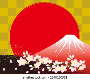 gold plaid background and
Background material of red Mt. Fuji and cherry blossoms.