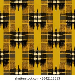 Gold plaid, its black and white lines. grunge lines ikat pattern, plaid seamless pattern, Vector illustration background for print the paper.