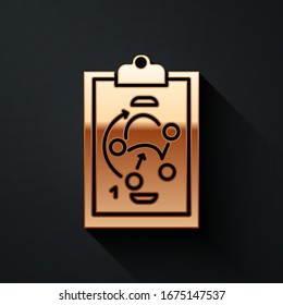 Gold Planning strategy concept icon isolated on black background. Hockey cup formation and tactic. Long shadow style. Vector Illustration