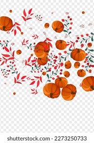 Gold Plant Background Transparent Vector. Red Healthy Banner. Burgundy Pumpkin Pattern Template. Rowan Farm. Decoration Card.