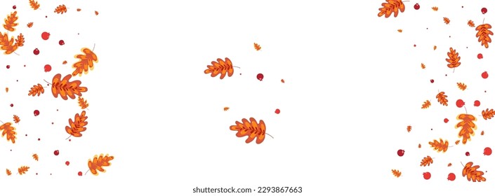 Gold Plant Background White Vector. Leaves Agriculture Frame. Orange Leaf. Symbol Texture. Brown Oak November.
