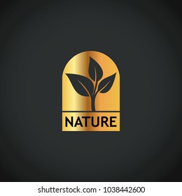 gold plant leaf nature vector logo