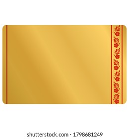 Gold plastic card. Can be used for business and finance. Discount coupon, business card, bank card.