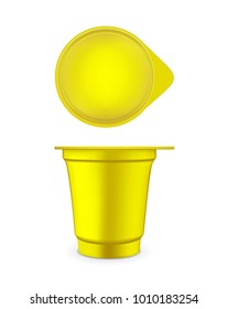 Gold plastic container for  yogurt  and other food.
