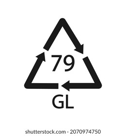 Gold plated glass. Glass recycling code 79 GL. Vector illustration