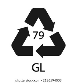 Gold plated glass. Glass recycling code 79 GL. Vector illustration