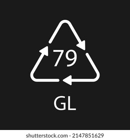Gold plated glass. Glass recycling code 79 GL. Vector illustration