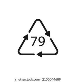 Gold plated glass. Glass recycling code 79 GL. Vector illustration