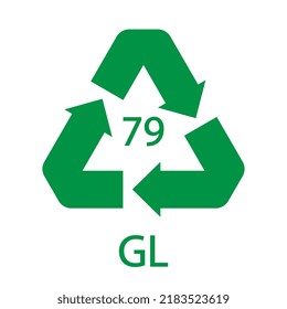 Gold plated glass. Glass recycling code 79 GL. Vector illustration