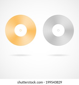 Gold and platinum vinyl records. Vector