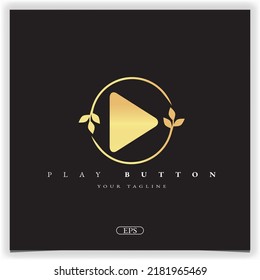 Gold Play Button Logo Premium Elegant Template Vector Eps 10