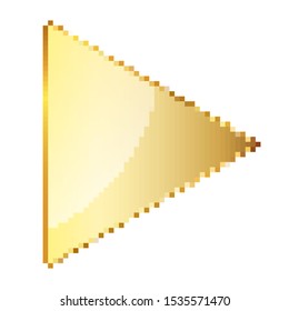 Gold Play button in pixel art style. Vector illustration. Isolated Play button in flat style
