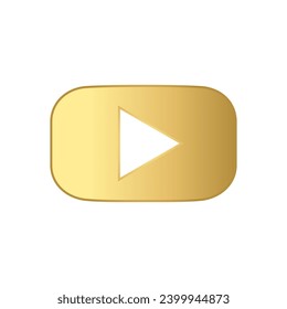 Botón de juego de oro. Símbolo de inicio de reproducción. Elemento de interfaz de usuario de vídeo. Icono de juego aislado. Ilustración del vector