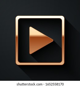 Goldene Spiele auf quadratischem Symbol einzeln auf schwarzem Hintergrund. Lange Schattenstil. Vektorillustration-Illustration
