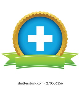 Gold plus logo on a white background. Vector illustration