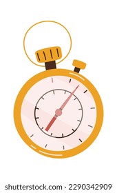 Gold pocket stopwatch flat icon Elegant accessory. Vector illustration