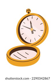 Icono de reloj de bolsillo dorado Accesorio elegante. Ilustración del vector
