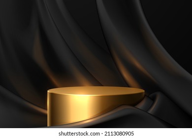Gold podium with black textile background