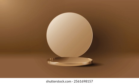 Gold podium elegant background of luxury empty presentation studio product decoration golden pedestal