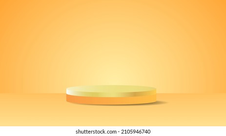 Gold Podium minimal abstract background on yellow background , 3D stage podium display product , stand to show cosmetic products ,illustration 3d Vector EPS 10