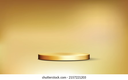 podio dorado sobre abstracto de fondo con gradiente en estudio y vector de textura de pared, estudio de habitación vacío utilizado para la presentación de productos, papel de pared dorado con uso de brillo para la captación de productos