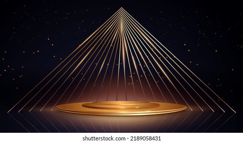Podio de oro sobre fondo negro