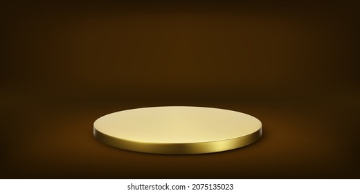 Gold-Podium-Plattform. Leere Bühne oder Studio. Vektorgrafik