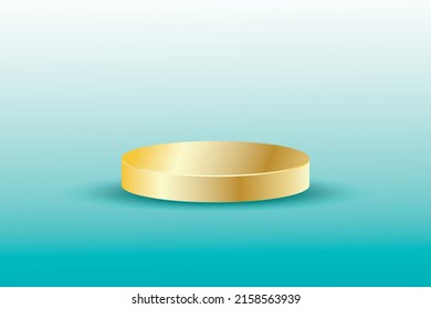 Gold podium product advertising stage background platform or empty luxury pedestal exhibition scene 3D rendering.
